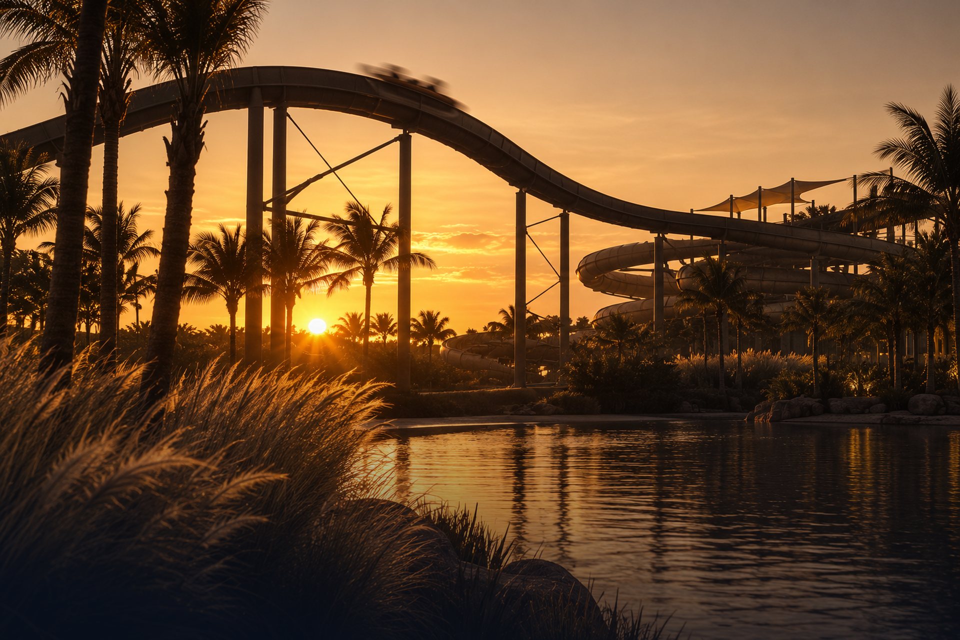Parque familiar al atardecer
