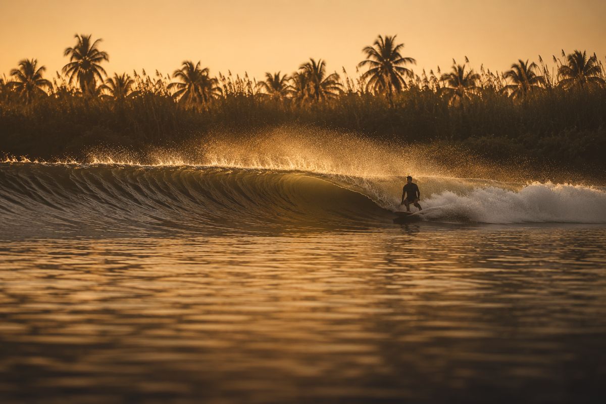 Una ola en la laguna de surf